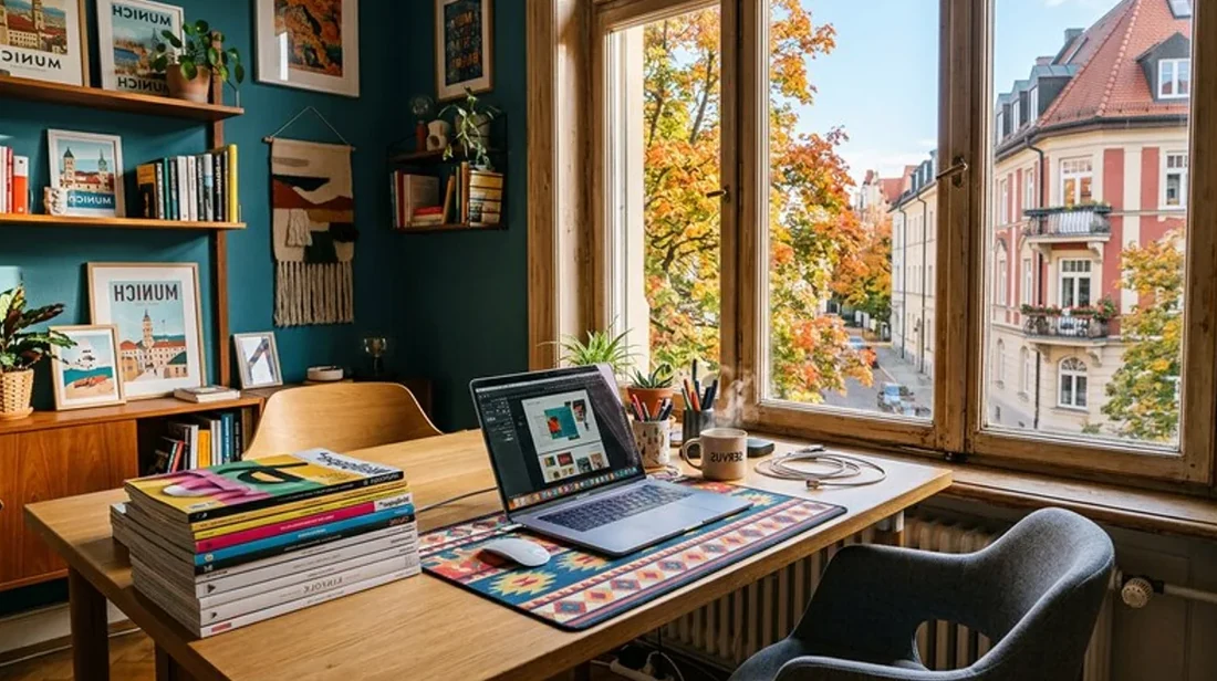 immobilien haende laptop unterlagen daneben tisch homeoffice