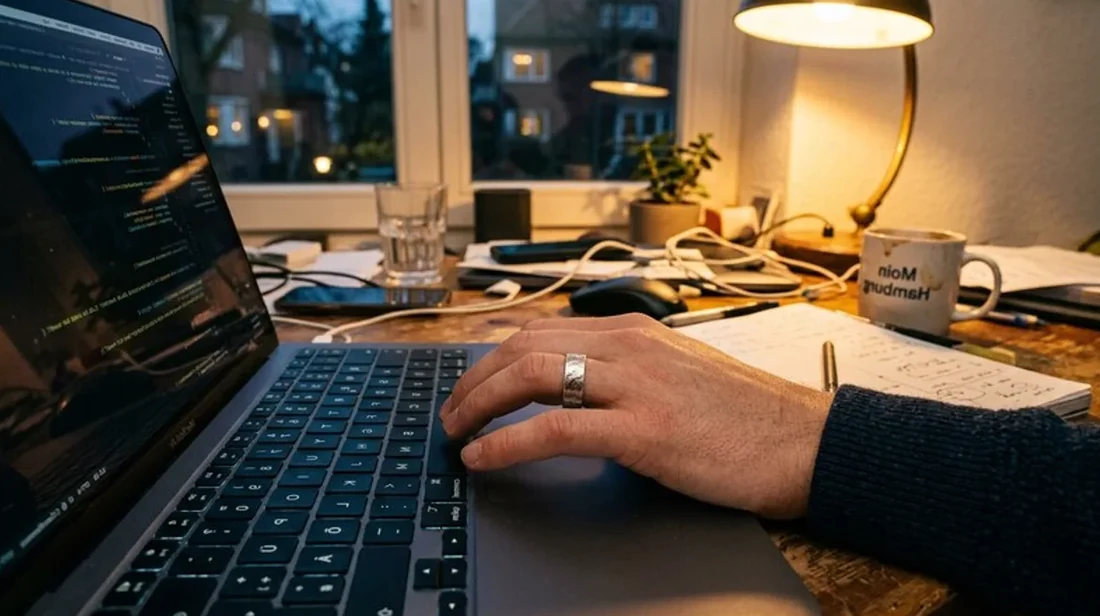 immobilienrechner finger tastatur nah laptop schreibtisch buero