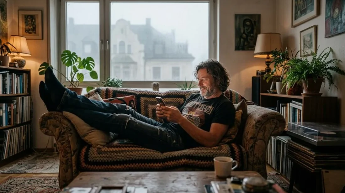kaufpreis wohnzimmer mann handy sofa beine hochgelegt